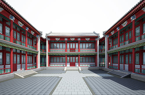 磐安北京四合院设计古建筑鸟瞰图展示