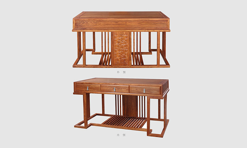 磐安 别墅中式家居书房装修实木书桌效果图