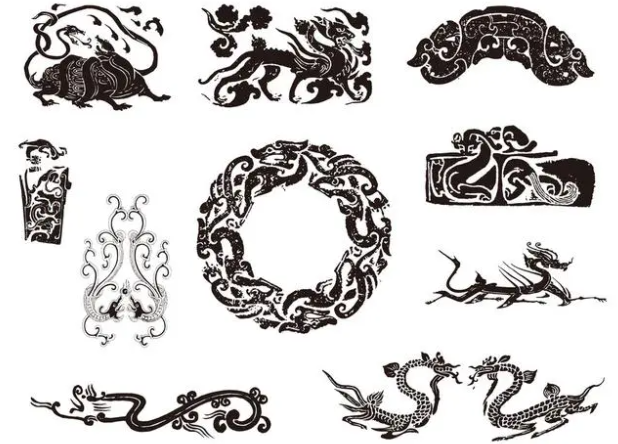磐安龙纹和凤纹的中式图案